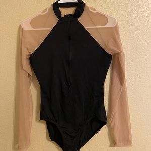 Natalie Dancewear Mesh Zip Leotard (Black/Nude)